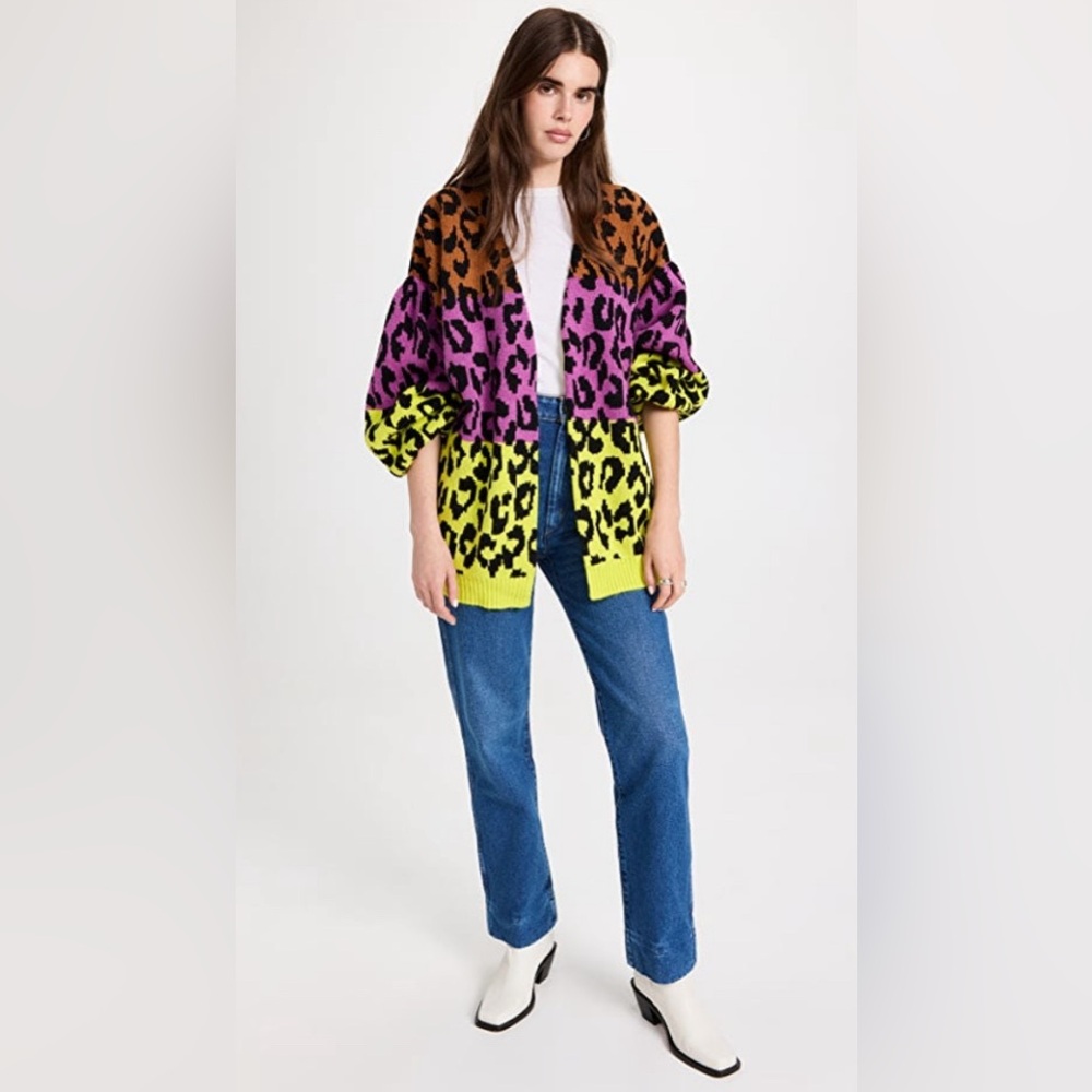Farm Rio Mixed Leopard Neon Cardigan